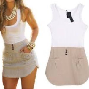 Scoop Neck Bodycon Dress Mini Button Embellished Double Pockets For Nigh…